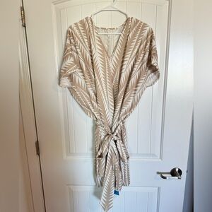 Cupshe Tan & White Print Swimsuit Cover Up Size Large NWT